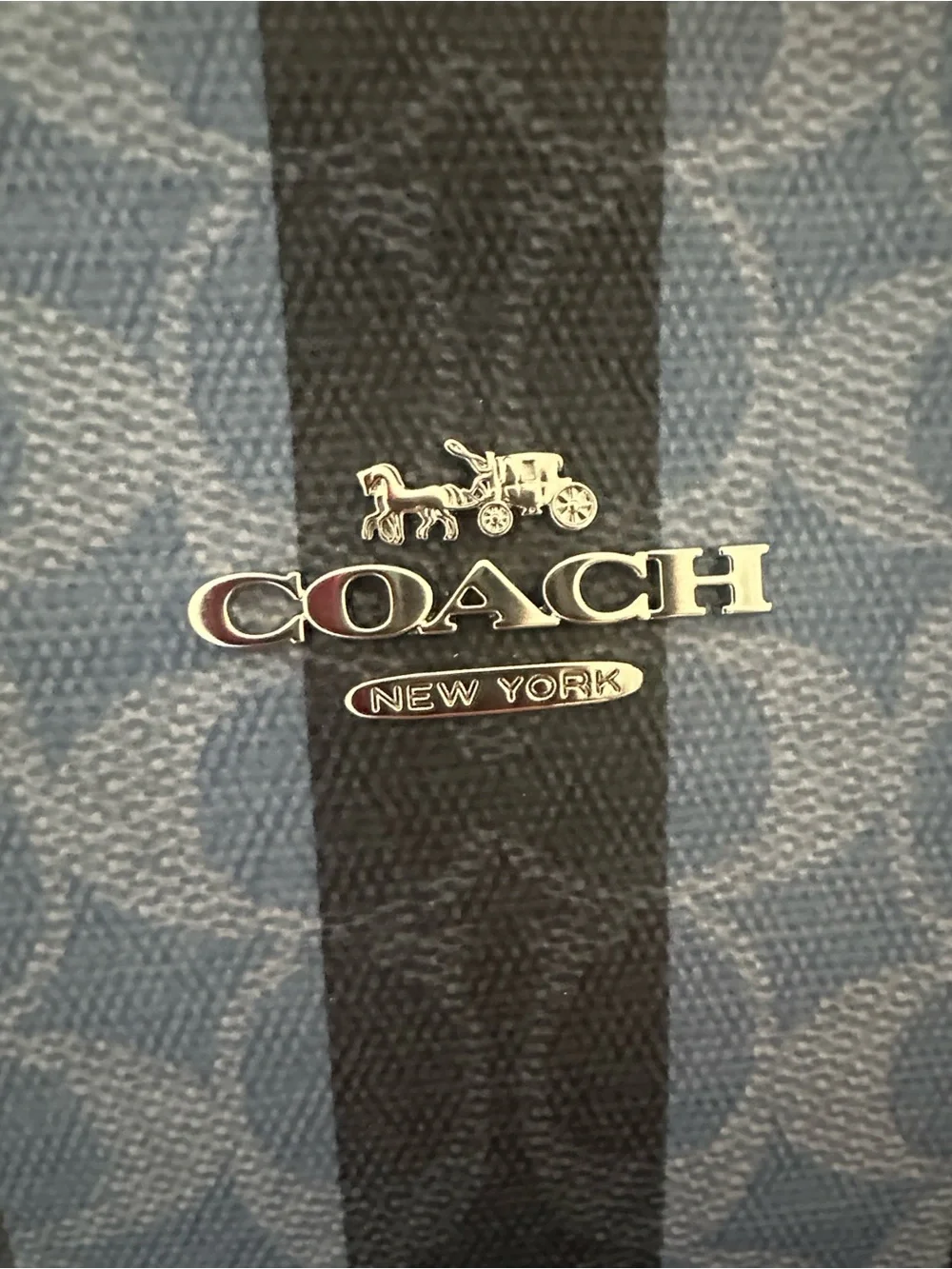 COACH SIGNATURE LARGE CITY TOTE DENIM WITH BLUE STRIPES PATTERN - Picture 2 of 9